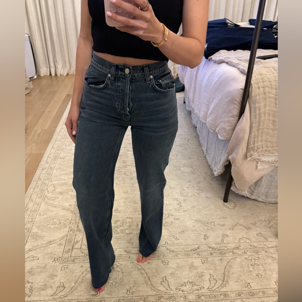 GRLFRND High-Rise Dark Wash Flare Jeans